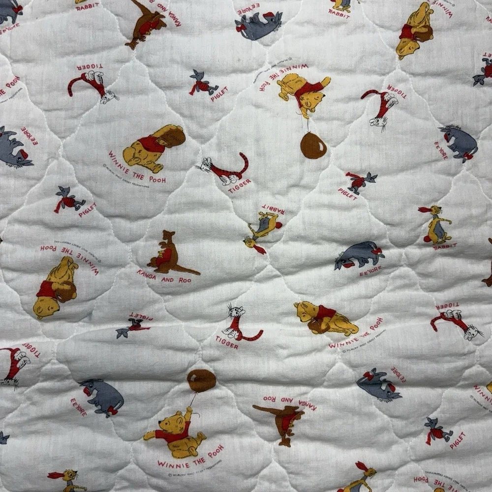 Sears Vintage Winnie the Pooh Baby Crib Quilt Blanket White Ruffles Tigger